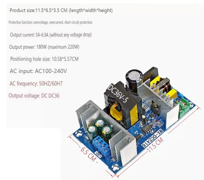 AC-DC buck module: 220V to 36V 5A isolating switching power supply module