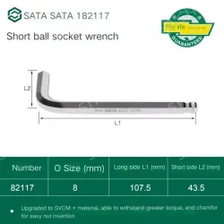 Short ball hex wrench 8mm 82117