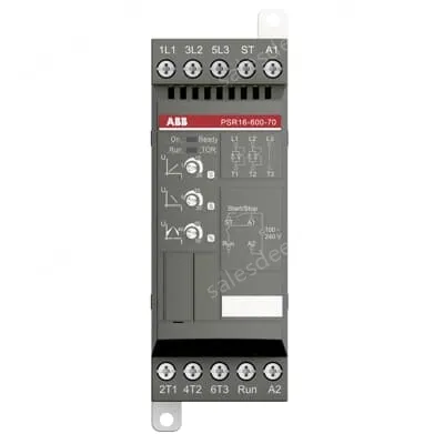 softstarter PSR16-600-70 has a rated maximum operational current of 16 A with an operating voltage span from 208...600 V AC.